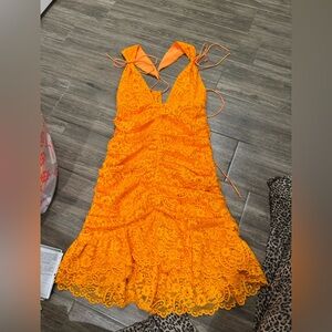 For love and lemons orange lace mini dress
